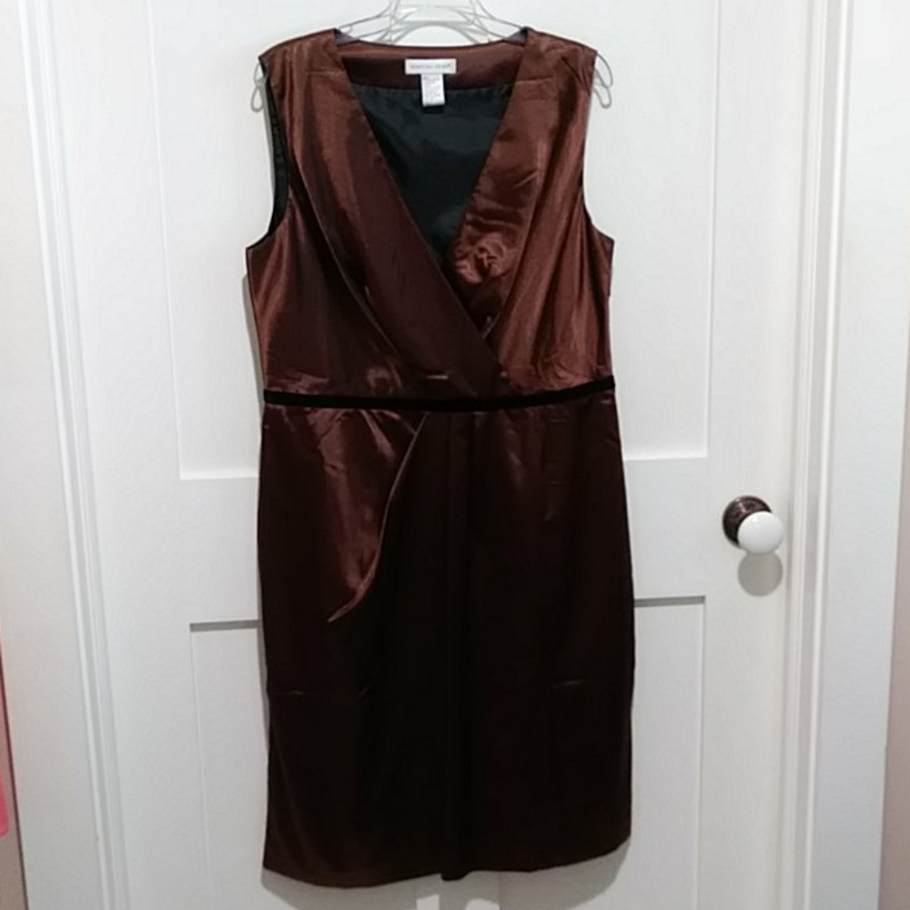 Newport News Brown Satin Dress sz 14